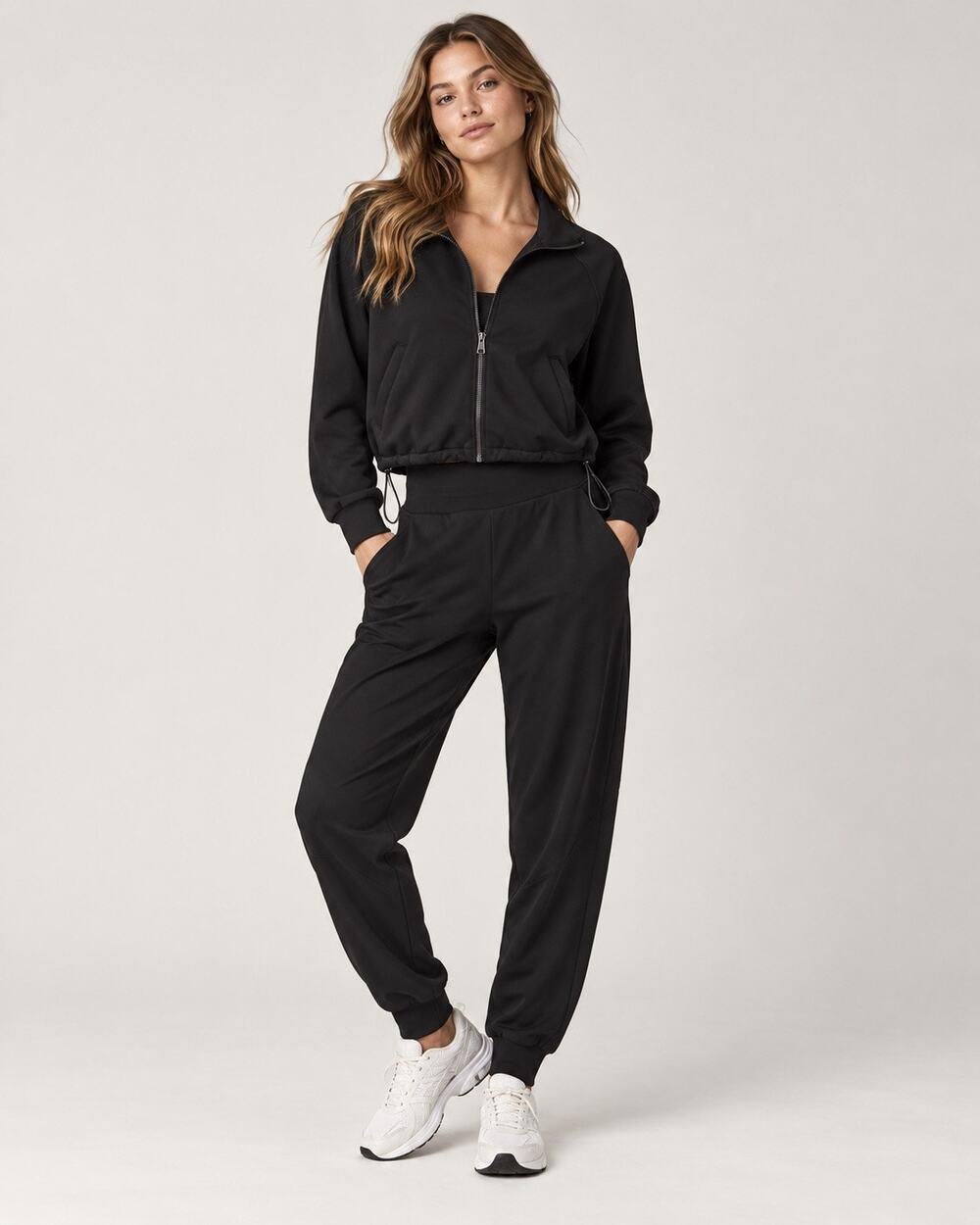 Abercrombie & Fitch YPB SculptLUX Set Women’s M Black Jacket Jogger Pants EUC